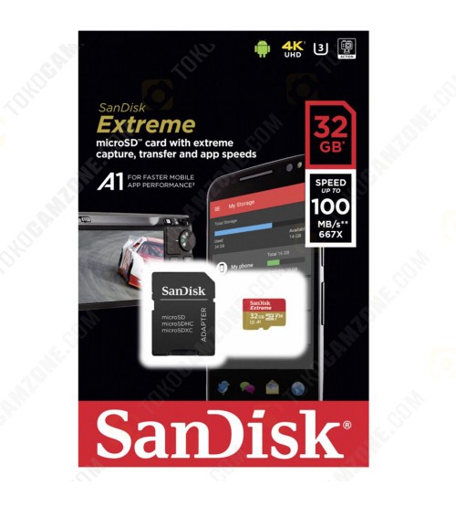 SanDisk Extreme MicroSDHC Card 100MBs 32GB (GN6MA) For Mobile Phone / Digital Cam
